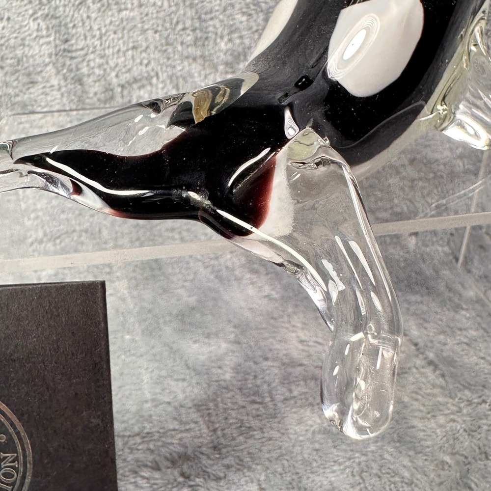 SeaWorld Home‎ Collection Glass Orca Figurine Shamu Art Glass Etched w Card - Picture 7 of 16